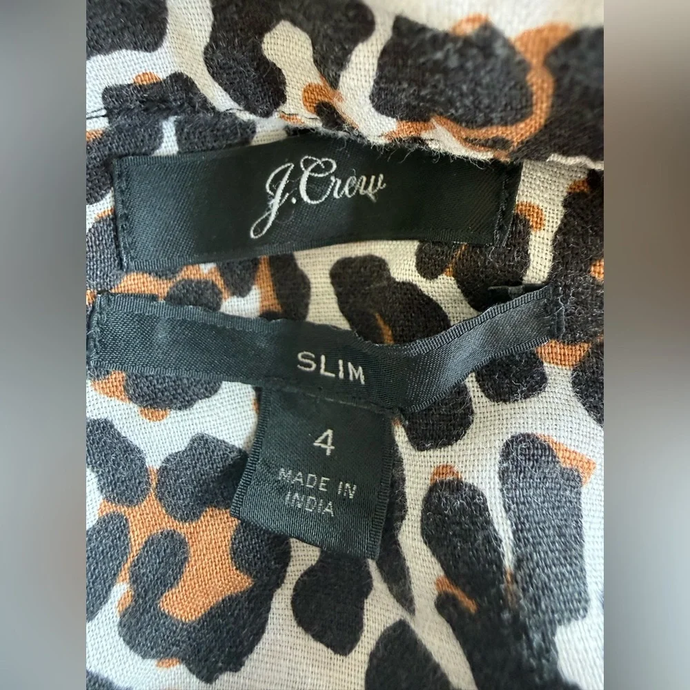 J.Crew Slim Leopard Print Button Down Shirt Long Sleeve Top Animal Print 4